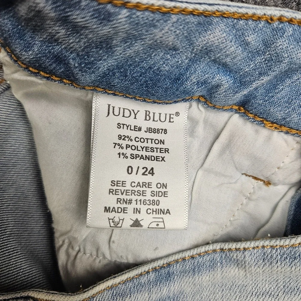 Judy Blue Boyfriend Fit Jeans Women's 0/ 24 Distressed Denim Light Wash Mid Rise - Picture 10 of 10